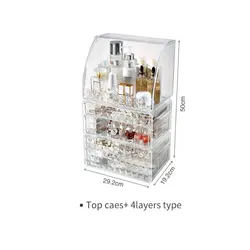Multifunction Dustproof Four Drawer 3 Layers Display Acrylic Transparent Cosmetic Storage Box
