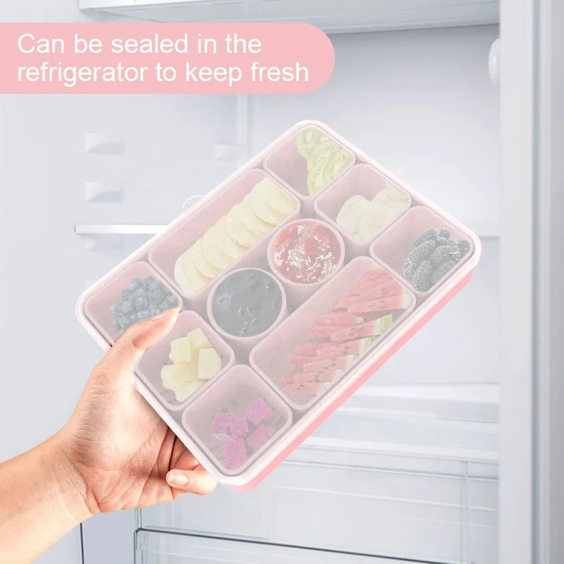 Custom Kids Lunch Box for School Snack Container Portable Silicone Divided Snacks Box for Children Travel Snack Storage Box