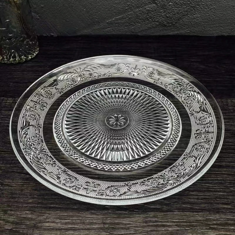 Plates glass For Fruit round shape dishes factory price glass fruit plates