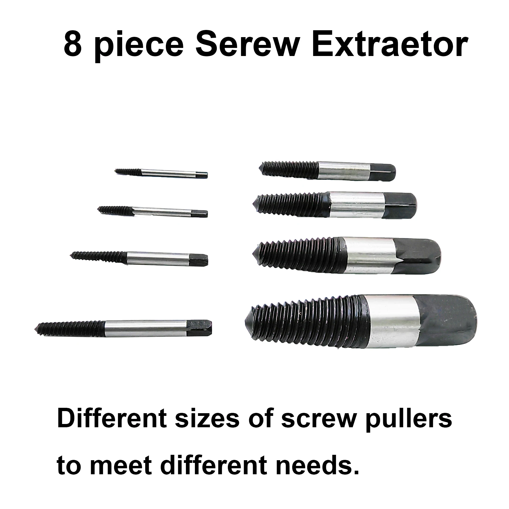SUGETOOLS 8pcs Damaged Screw Extractor Sets 4-24mm Broken Screw Remover Tool with Storage Box