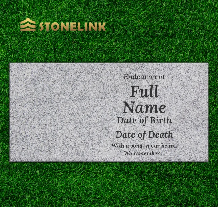 Stonelink OEM/ODM Simple Design Granite Tombstone High Quality China Grey Polished Granite Flat Grave Stone Headstone