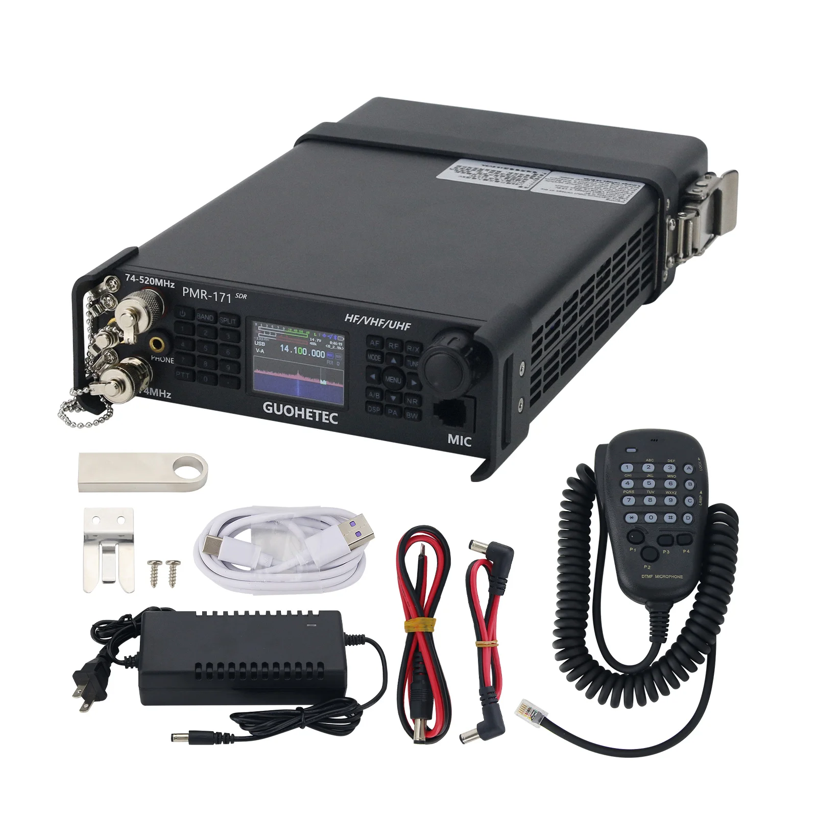 HAMGEEK PMR-171 100KHz-2GHz 20W Radio SDR Transceiver VHF UHF HF CW AM SW Mobile Radio