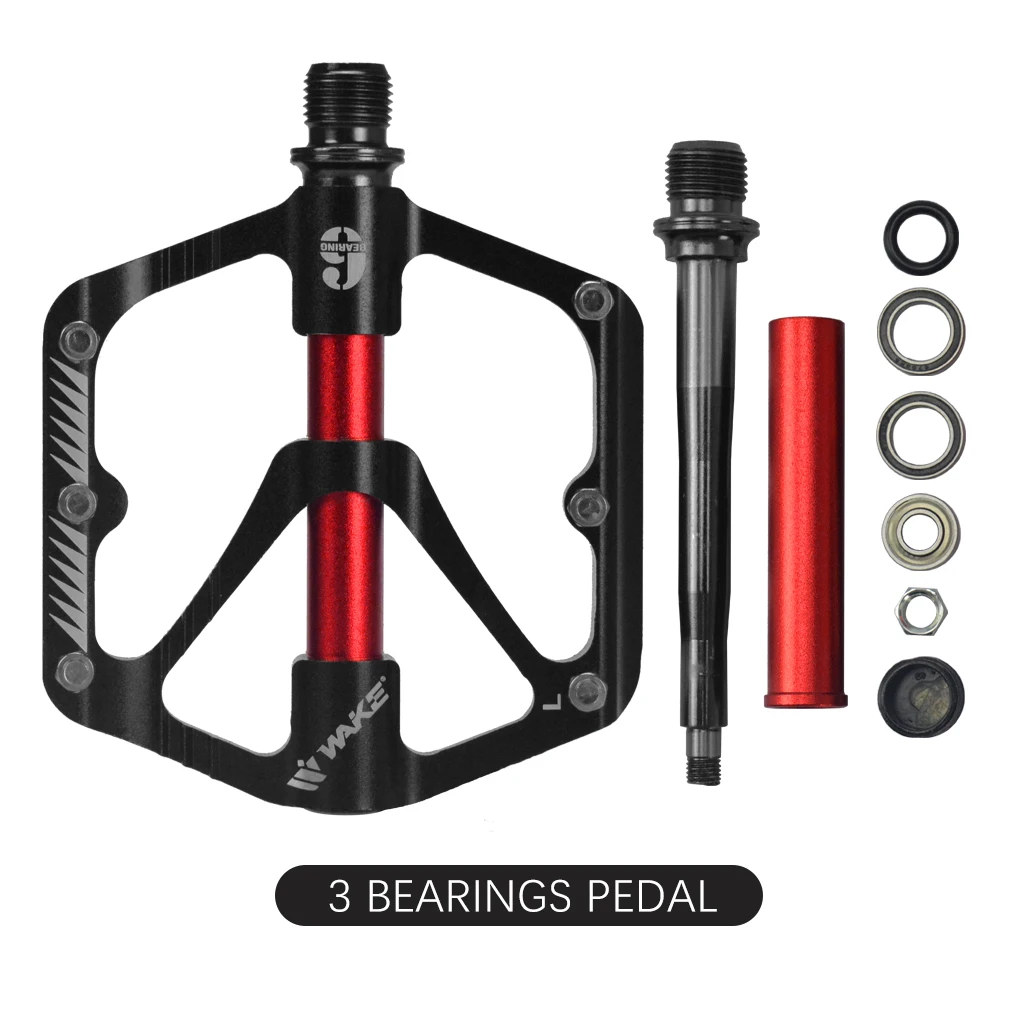 WAKE Mountain Bike Aluminum Alloy 3 Bearings Pedal Road Bike Ultra-light Palin Pedal Bicycle Pedal Bicycle Parts