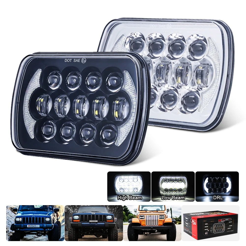 Lx-Light 5 X 7 5x7 8inch Headlamps Auto Lighting Systems 5x7inch LED Headlight For Jeep Wrangler Cherokee Led Lights 1998 Xj Yj