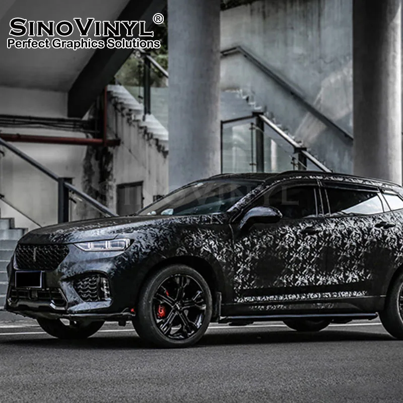 Wholesale Factory Vinyl Wraps Car Body Sticker Carbon Fiber 3D Pattern Camouflage Camo Ghost Black Car Wrap Vinyl Film