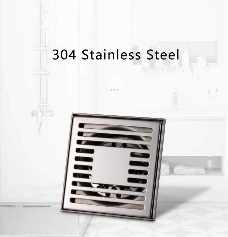 Outlet square toilet strainer washing machine kitchen anti-odor sus304 core bathroom shower cover stainless steel floor drain