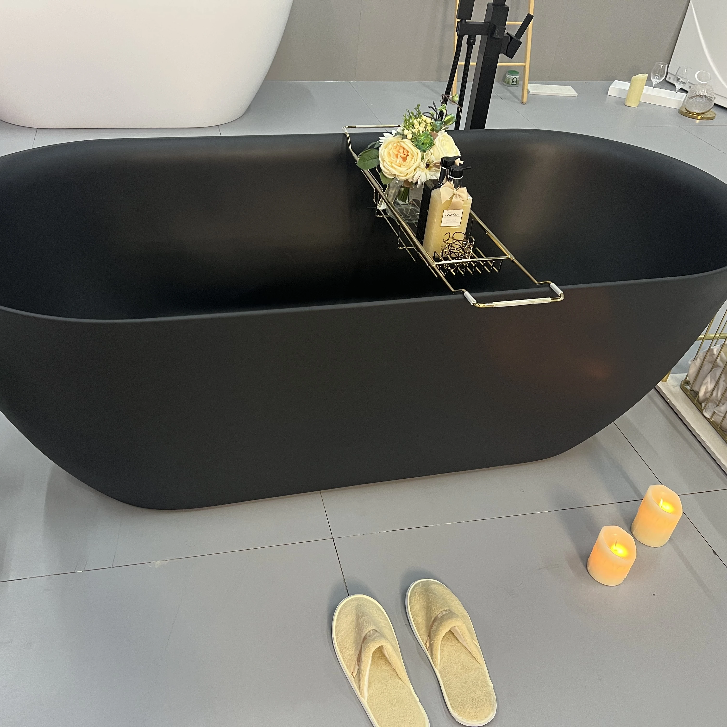Luxury Indoor Corner Eco-Friendly Acrylic Stone Free Standing Bathtub For Adults