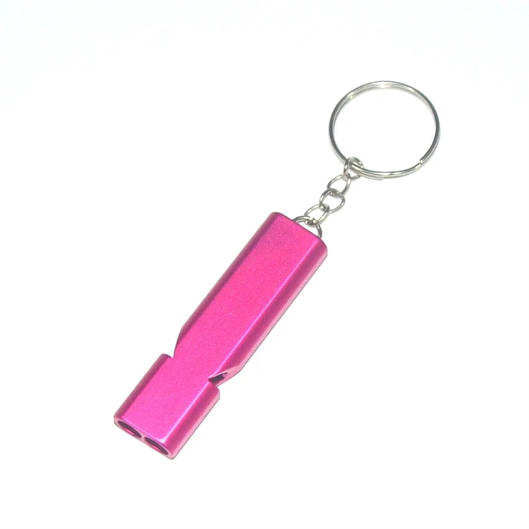 Aluminum Alloy Whistle Keychain Camping Emergency Survival Whistle flat Dual Frequency self defense Whistle keychain