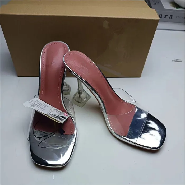 ZA 2025 new glass glue one line open toe high heel sandals daily casual outside wear female