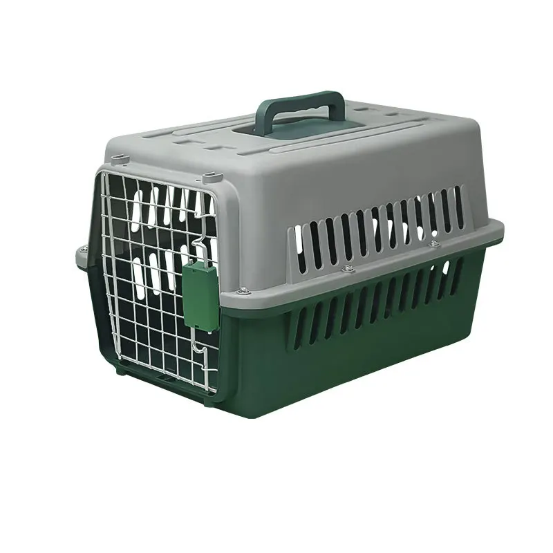 Luxury Portable Outdoor Dog Kennel Breathable Pet Travel Carrier Cage Easy Movement Small Animals Solid Mesh Steel Plastic Iron