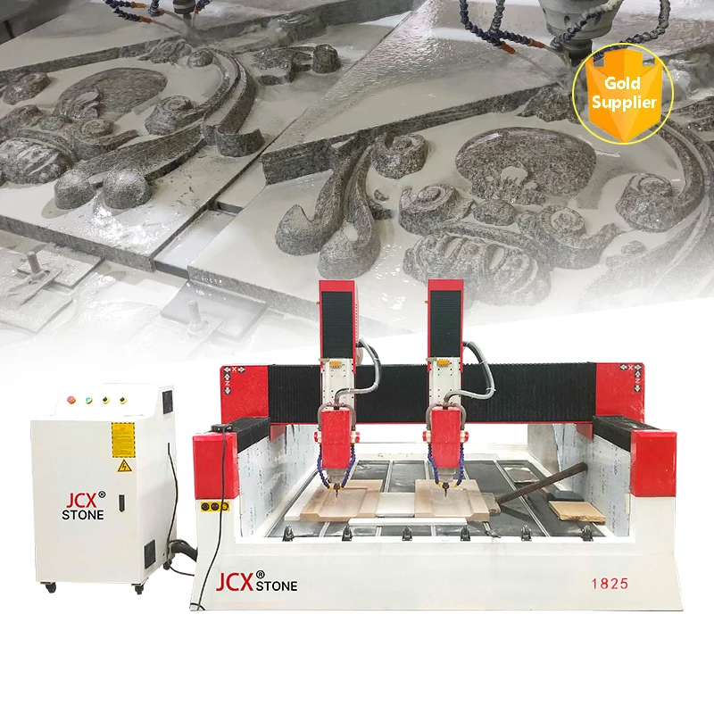 JCXstone 1825 2Head Stone engraving machine cncrouter marble granite cutting machine headstone carving milling
