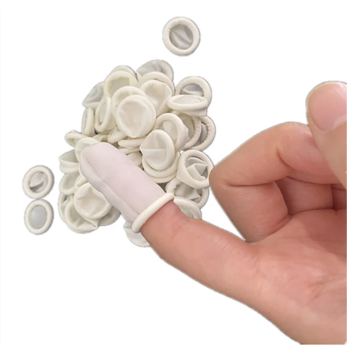 100% Latex Finger Cots Finger Gloves White Color Antistatic