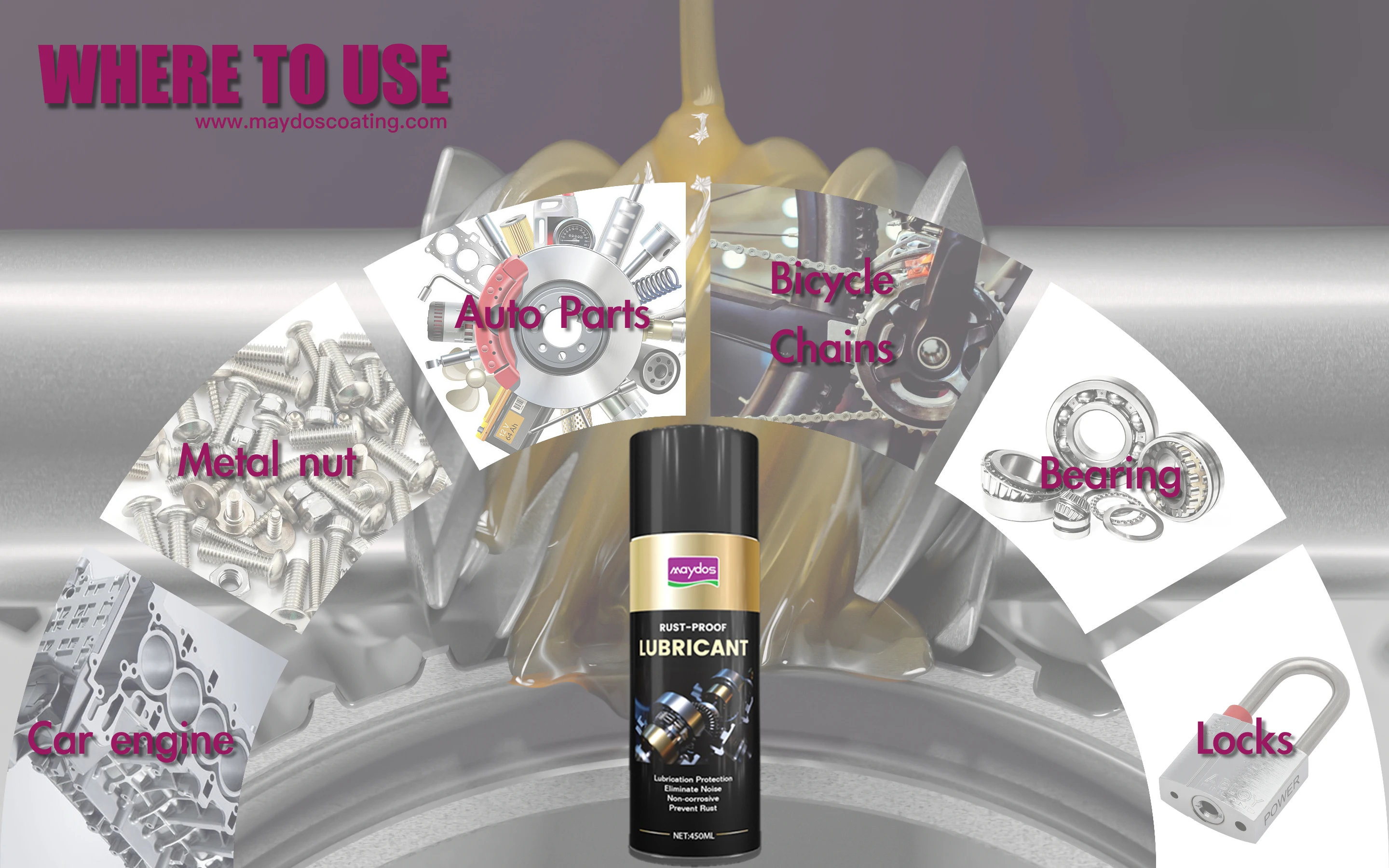 Car Care Multi purpose aerosol anti rust lubricant spray anti-rust lubricant Rust Remover Spray 450ML