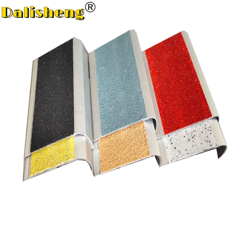 Carborundum Anti slip Aluminum Stair Nosing strip for safety luminescent Bull Nose black yellow tile trim edge