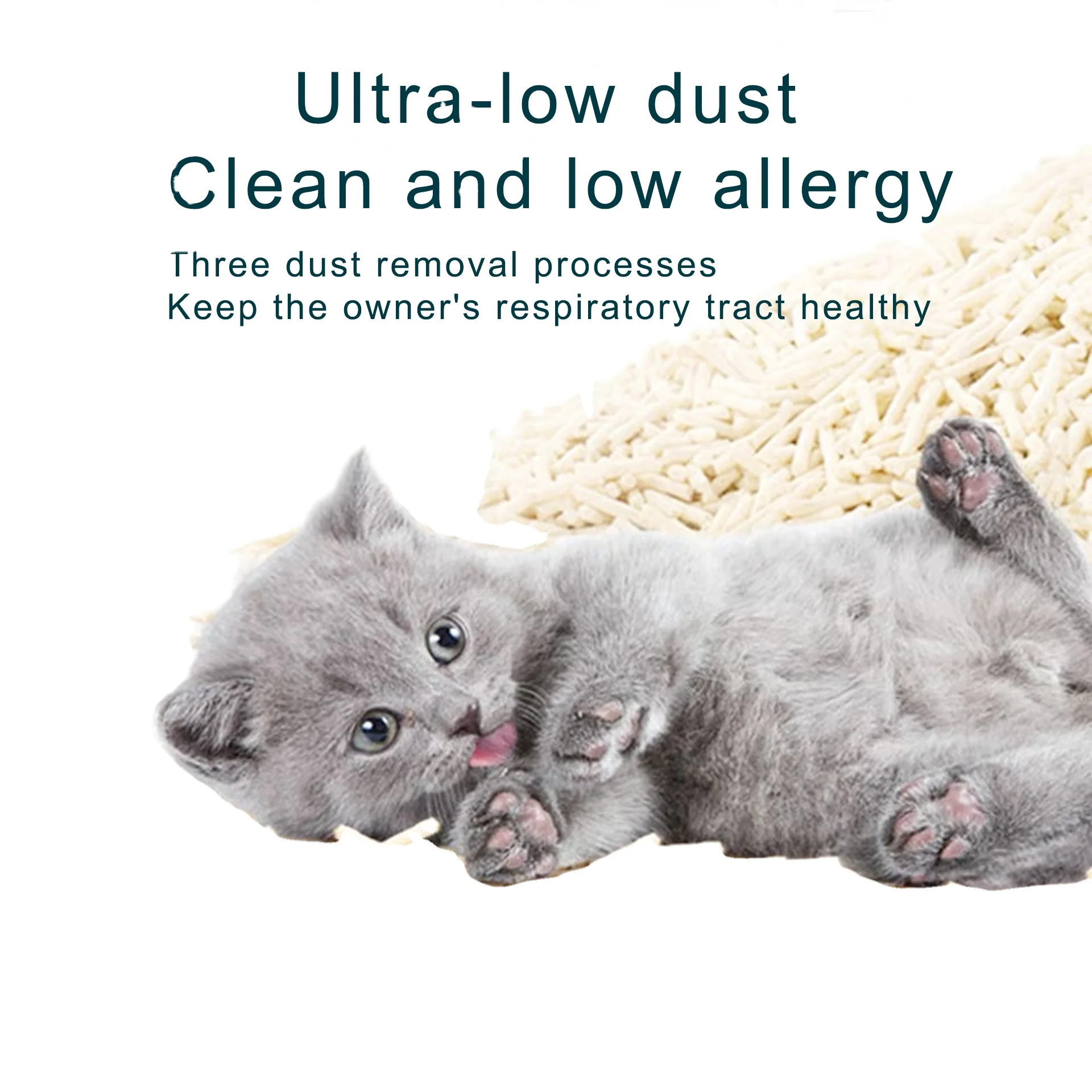 Tofu cat litter 1.8mm food grade raw material non-stick bottom clumping fast flushing