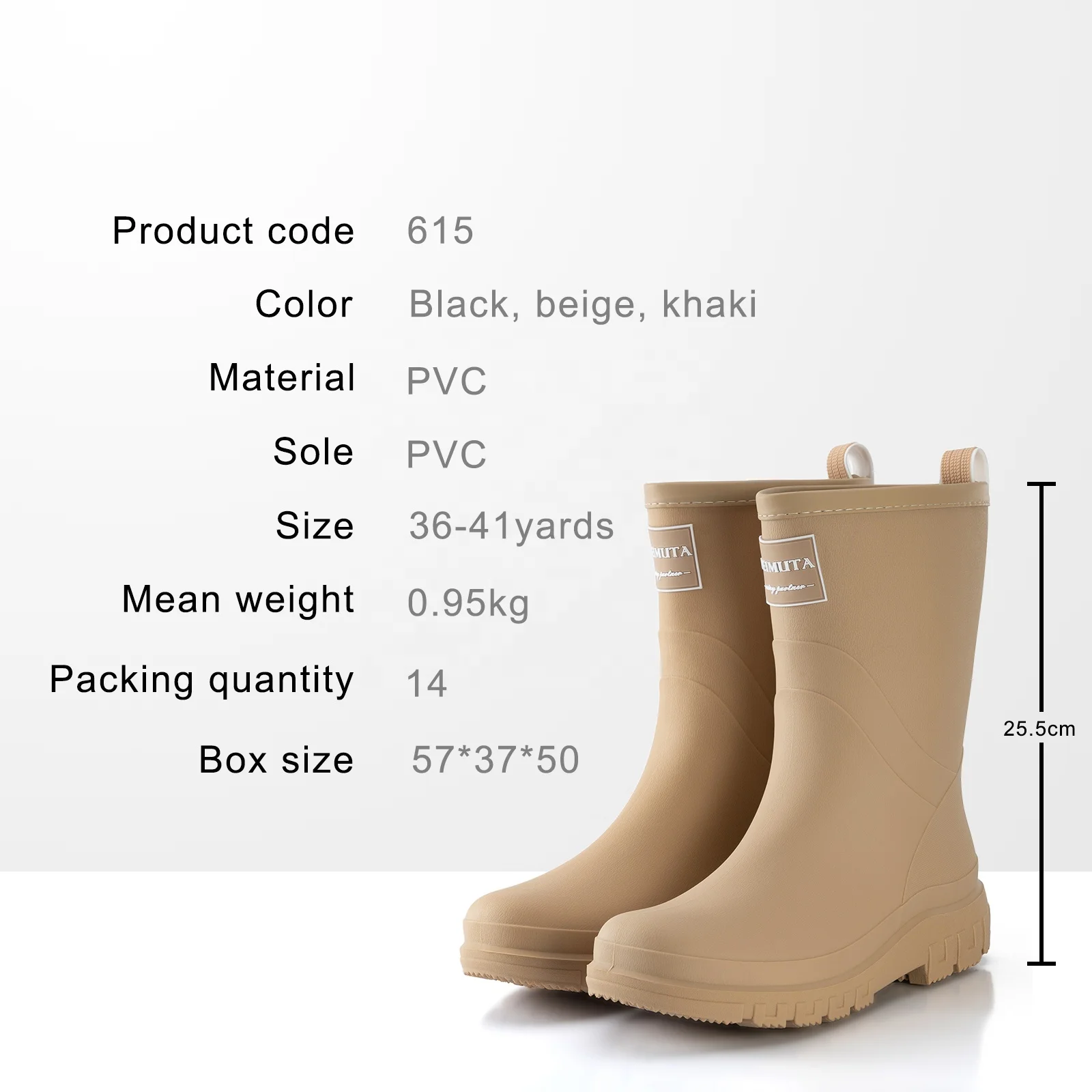 Adult Women PVC Waterproof Fashion Garden Rain Boots