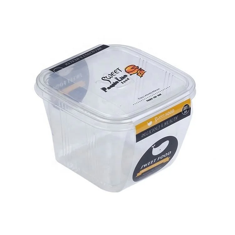 Transparent PET Fruit Fishing Box Square Mousse Cup Disposable Yogurt Cake Packaging Box with Lid