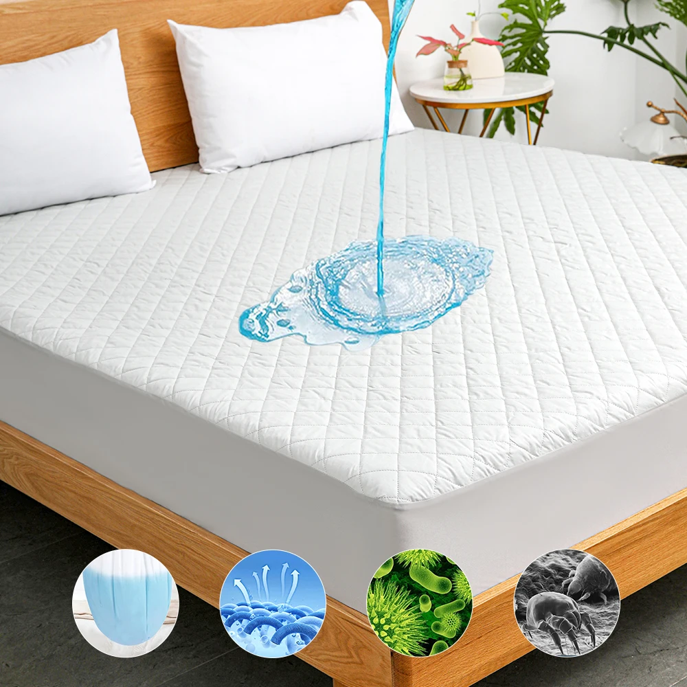 100% Cotton Anti Bacteria Hypoallergenic Water Proof Mattress Protectors Hotel Quality Mattress Protector Waterproof