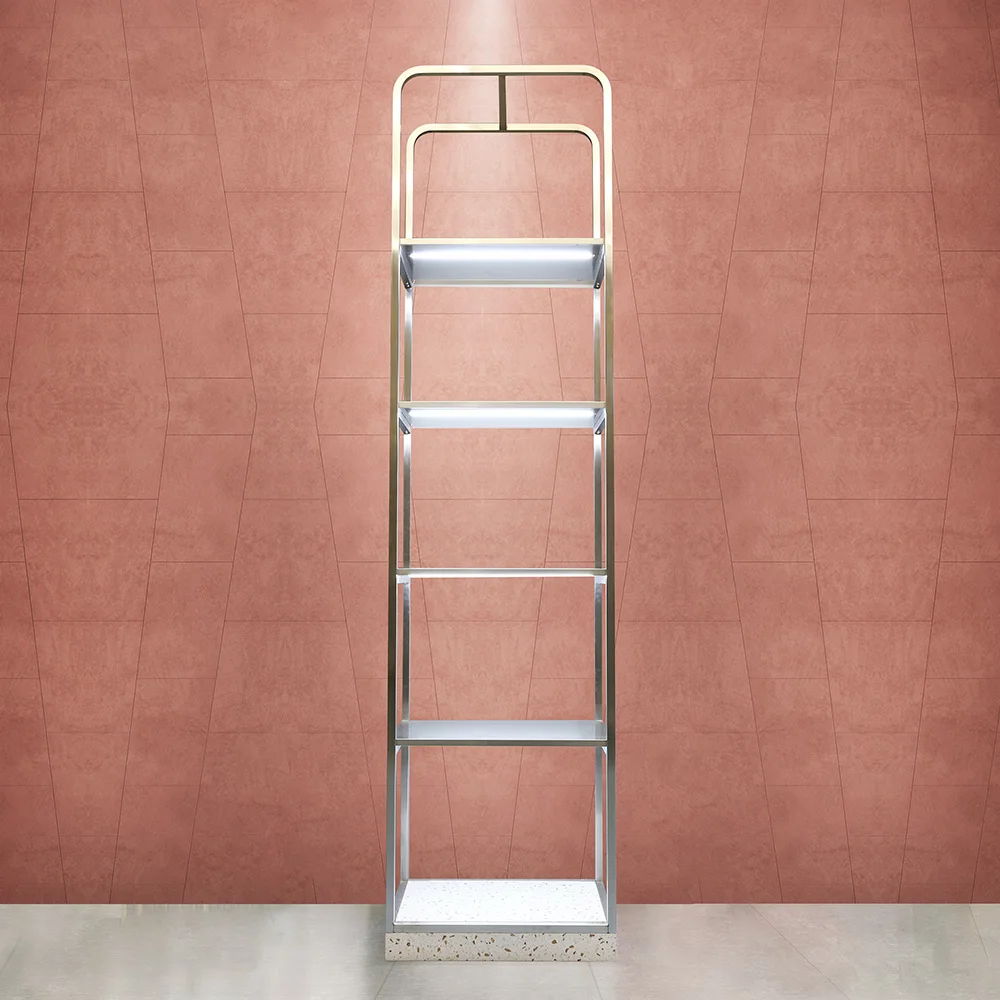 RUICHEN Display For Luxury Shop Furniture Garment Display Rack Clothes Hanging Stand With Led Light