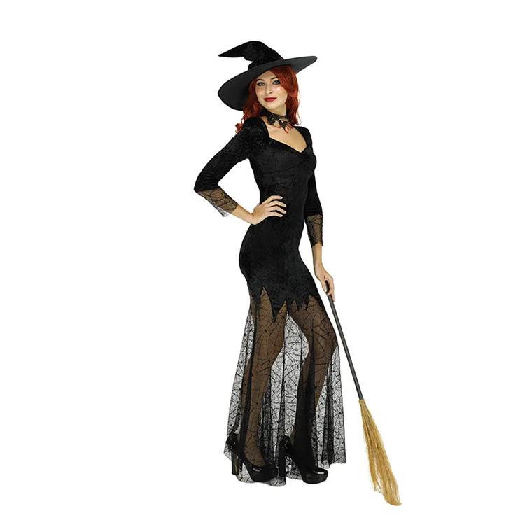 
Halloween Party Cosplay Girls Witch Carnival Costume With Hat 