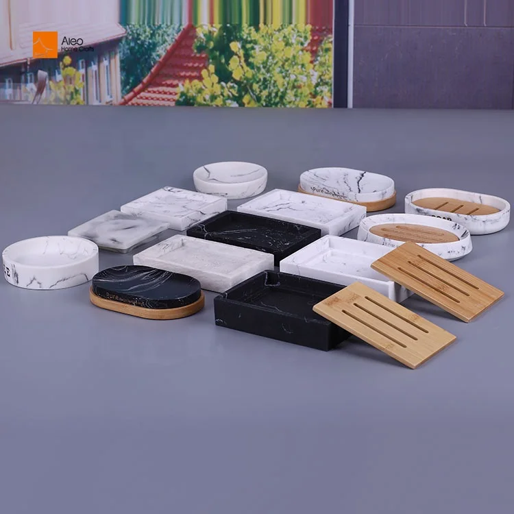 Natural Marble Resin Concrete Stone Effect Fancy Soap Dish China Suppliers Bathroom Tray Counter Top Shower Soap Dish Hotels