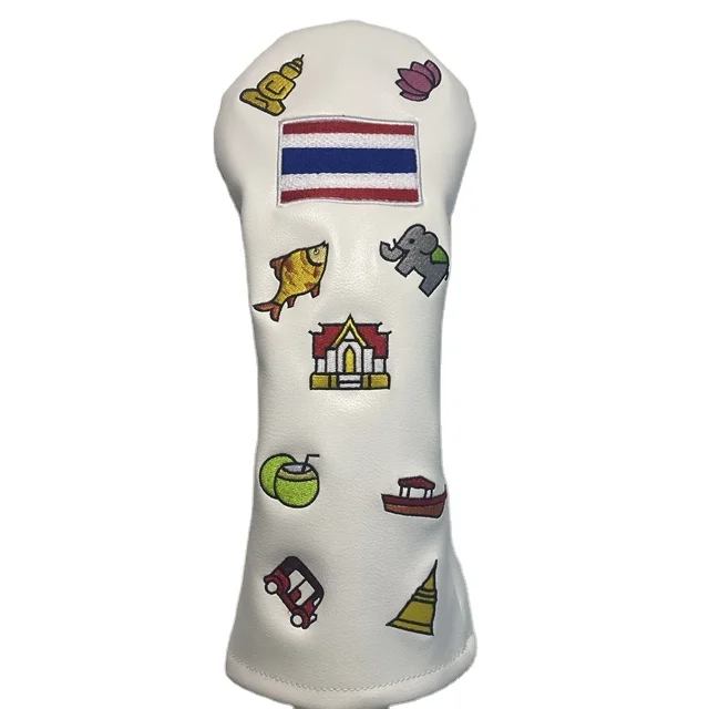 Thailand Style High-Quality Leather Embroidery Pattern Golf Driver Head Cover Golf Club Headovers