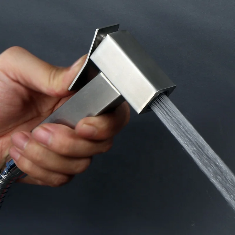 Square Brushed Stainless Steel Handheld Bidet Sprayer for Toilet