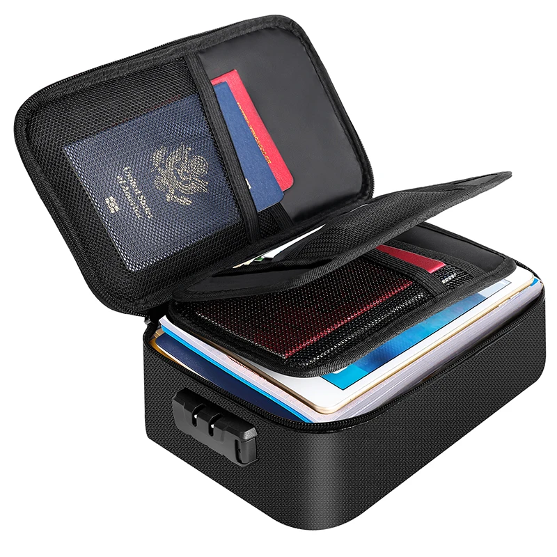 Small and large size value document box against water fireproof document code lock bag