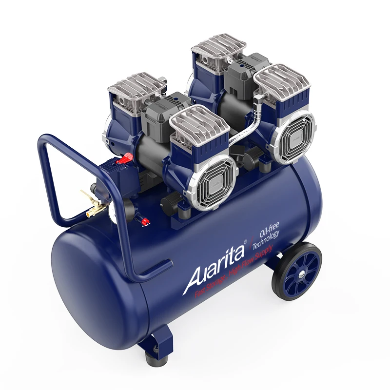 High Pressure Dual Cylinder Air Compressor Machine 220V Mobile Oil Free Silent Air Compressor
