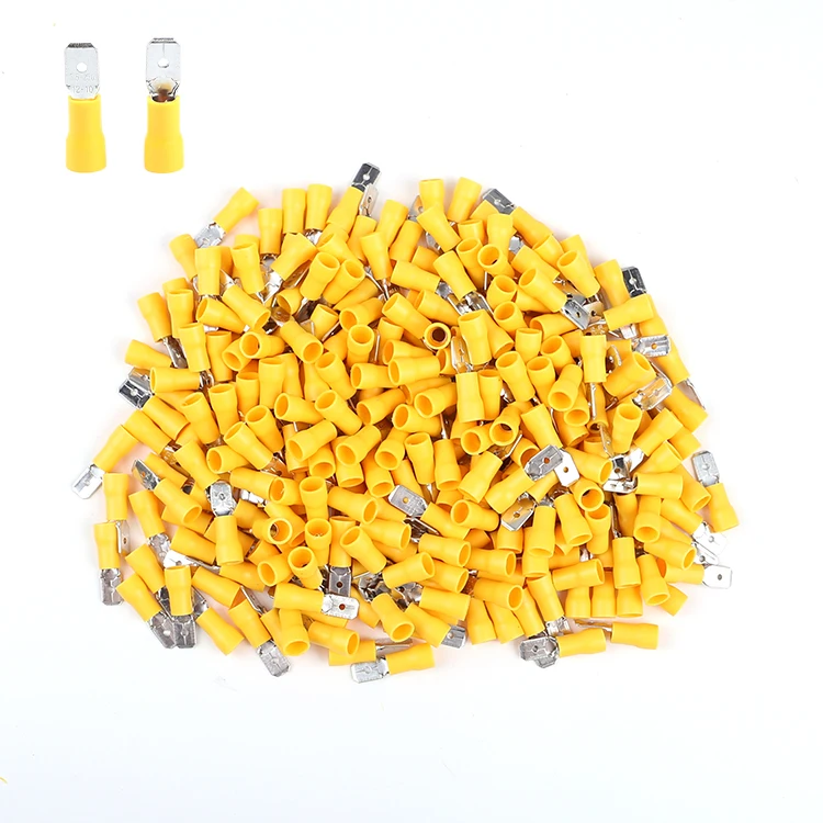 FDD5.5-312 Yellow4-6mm 12-10AWG PVC High Quality Quick Disconnect Female Spade Cable Lug Connector Pre Insulated Crimp Terminals