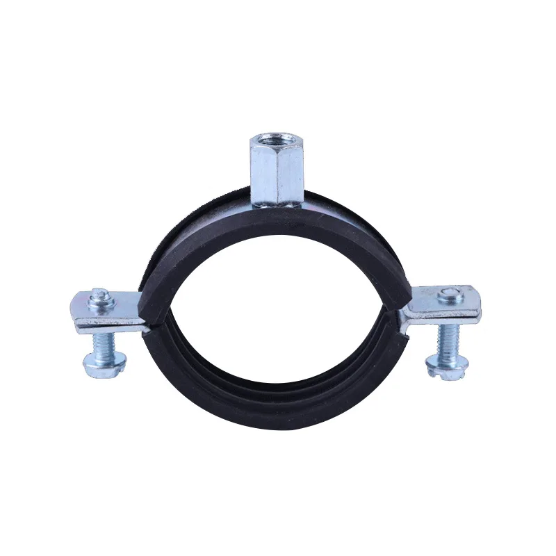 Tianjin best quality stainless steel 304 316 double screw hanger loop pipe clamps with rubber