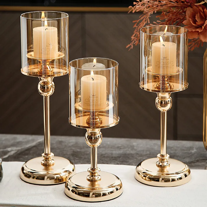 Light Luxury Gold Nordic Candlestick Decoration Romantic Candlelight Dinner Wedding Decoration Candle Holder
