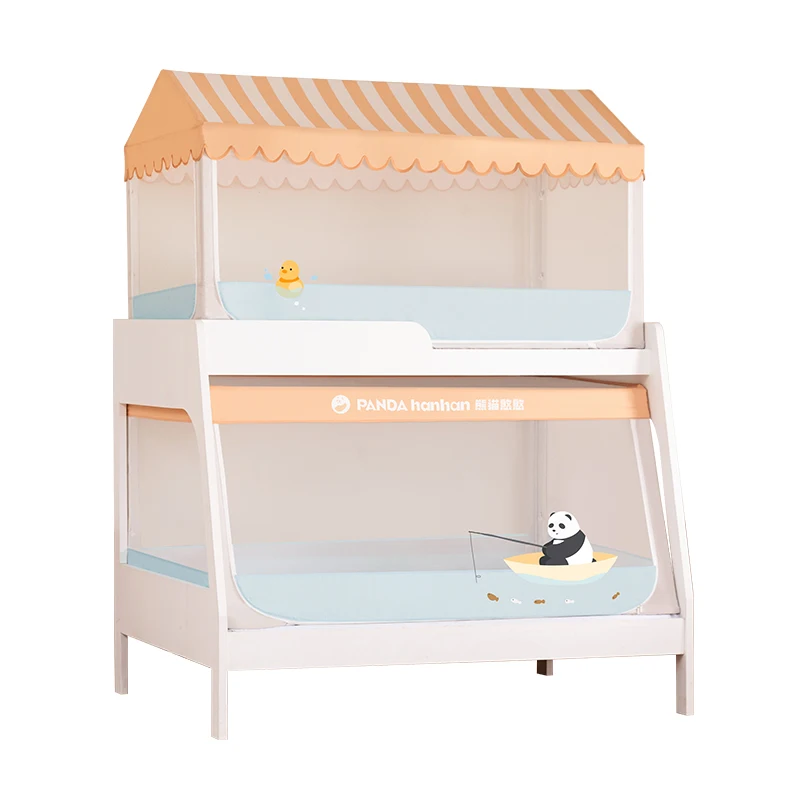 Medoga China Factory Cartoon Roof Double Decker Bunk bed Canopy For Student Baby Kids Bed Mosquito Net