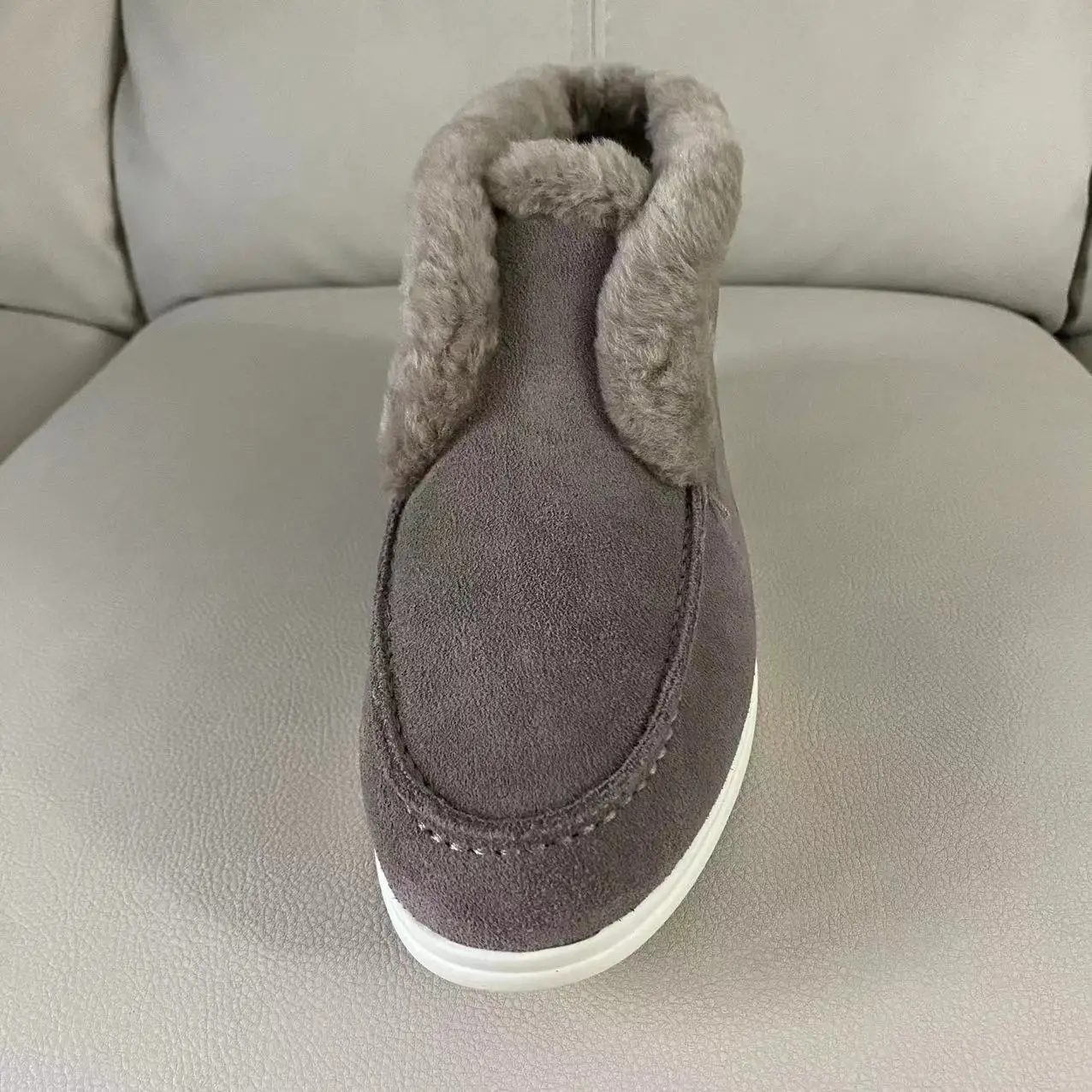 Plus size Men Women Winter loafers fur boots Shoes Cow Suede Genuine Leather unisex flat casual Chaussure Customize logo factory