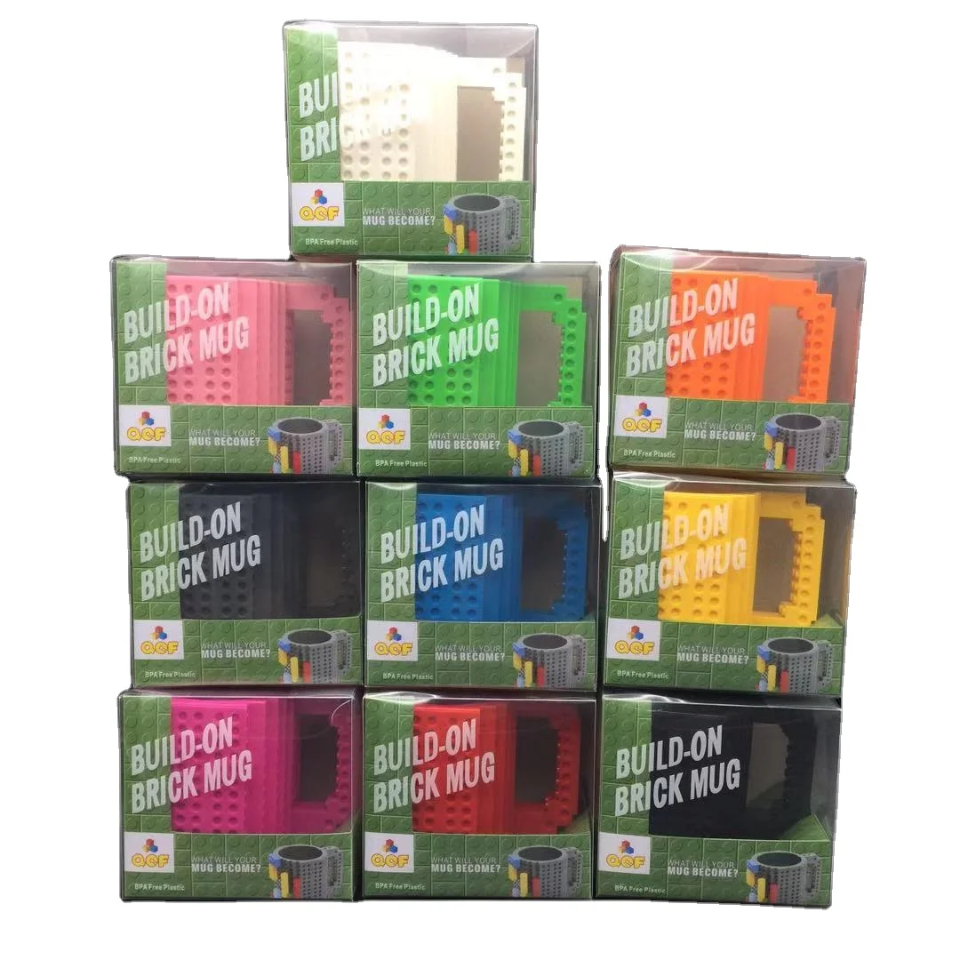 
Wholesale Funny Building Blocks Lego Coffee Mug DIY Build-on Brick Plastic Tea Cup Mug for Christmas Gifts 