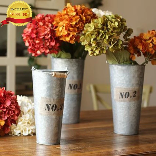 Wholesale Galvanized bucket metal craft pail pot iron flower pot for wedding/home/garden decor