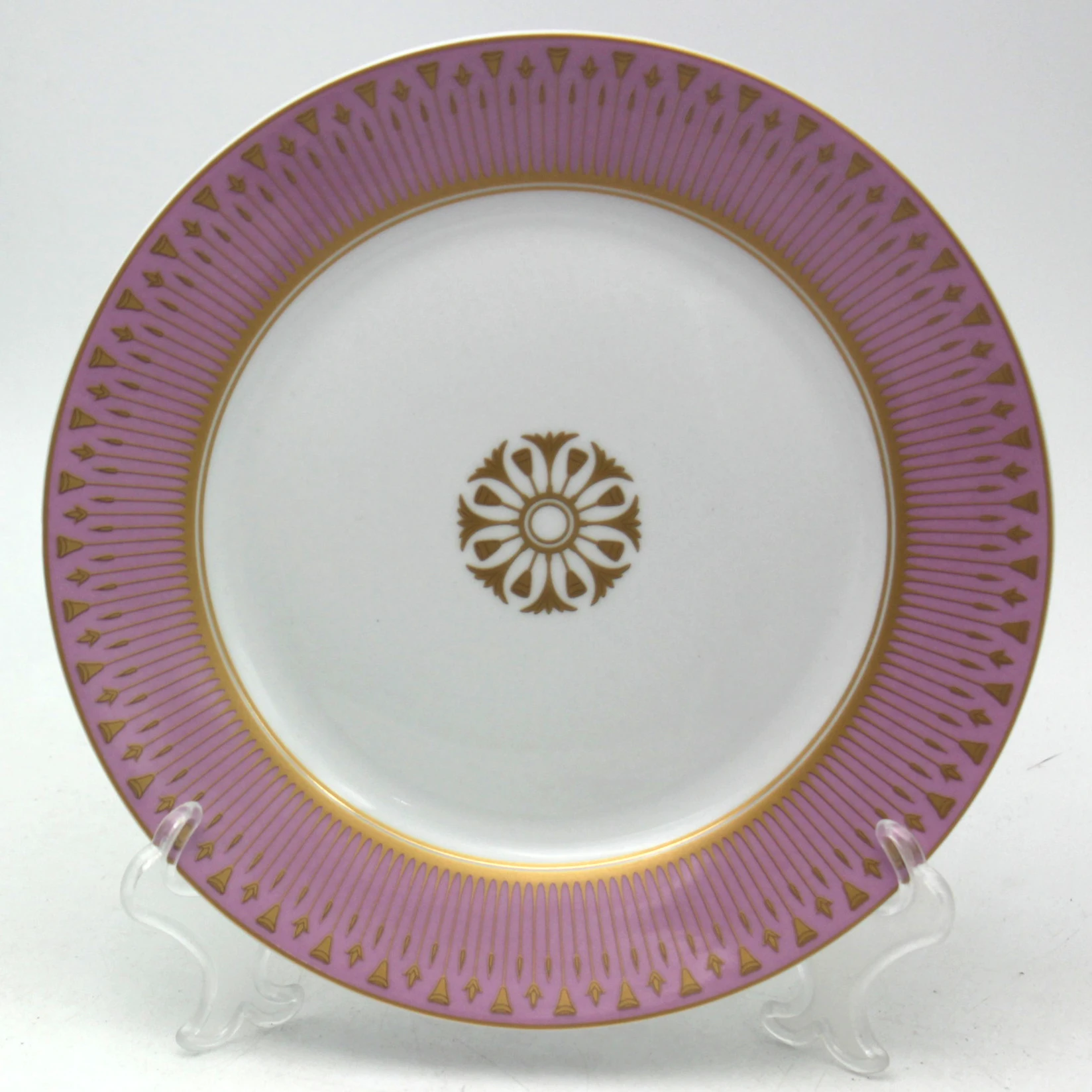 2022 new arrival decal assiettes en porcelaine golden white hasami porcelain dinner plate with gold trim