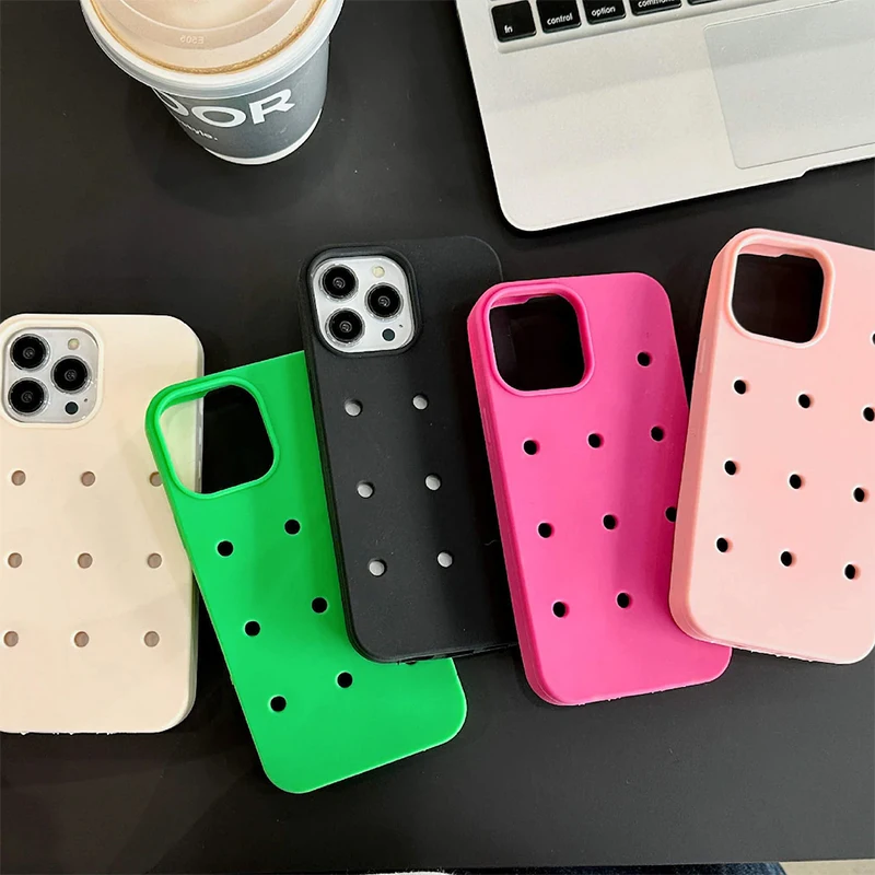 high quality waterproof silicone cell phone case with holes diy phone case for iphone 15 11 12 13 14 pro max hold