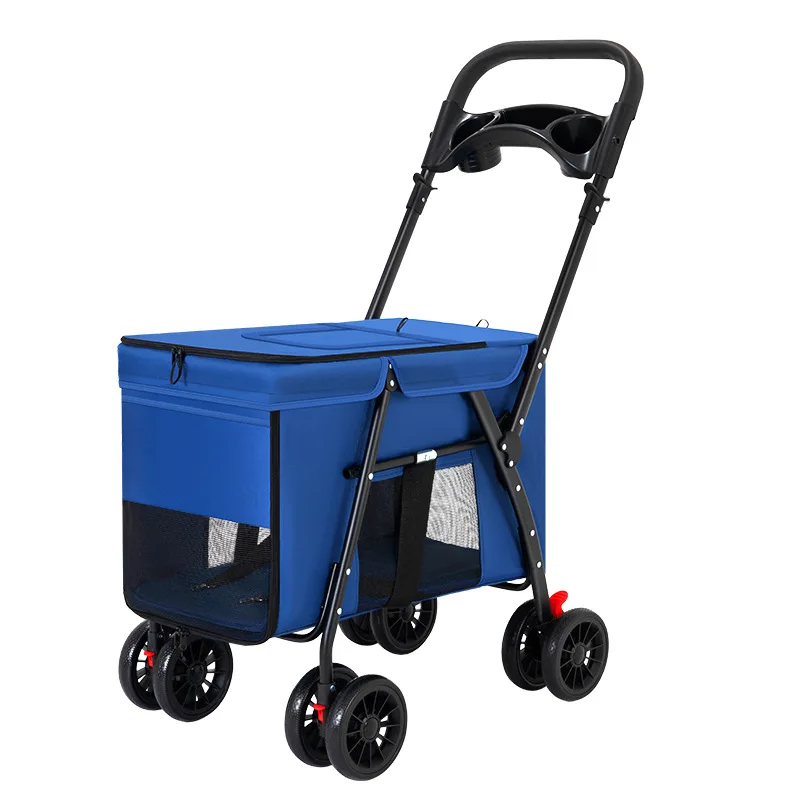 Wholesale detachable 4 wheels dog trolley carrier cloth bag trolley cart folding shopping cart pet carts  for dogs and cats