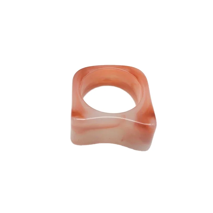 2022-2023 Hot Trendy Vintage Color Geometric Acetic Acid Clear Resin Index Finger Rings Chunky Square Acrylic  Rings for women