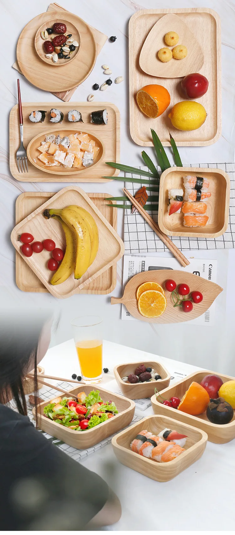 Bread Tray Fruit Plate Export Wooden Tableware Serving Bowls And Platters Handmade Wood Trays