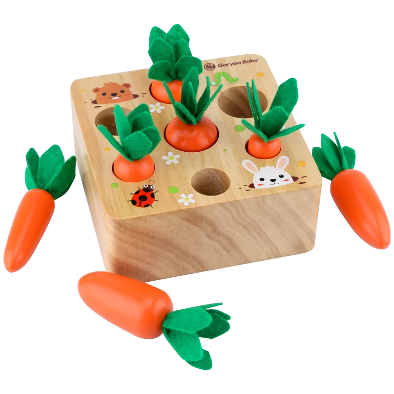 High quality wooden colorful  Carrot pulling radish toy develop brain power recognition children early educational toy