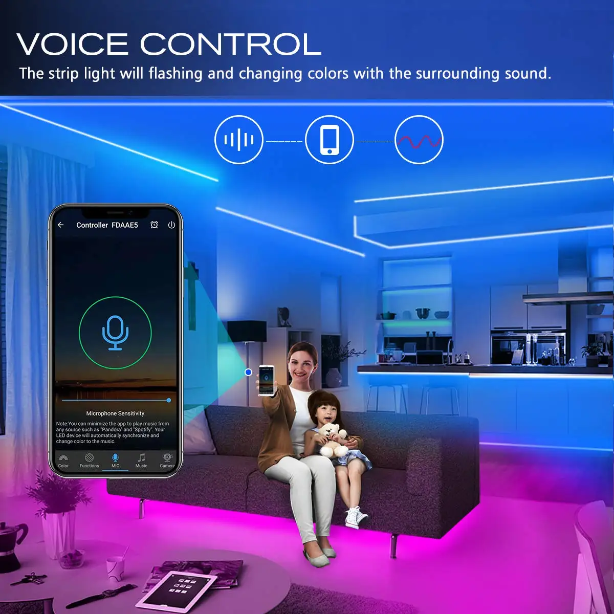 led strips 16.4ft full color app controlled full kit flex voice control waterproof smart rgb led strip light led strip light