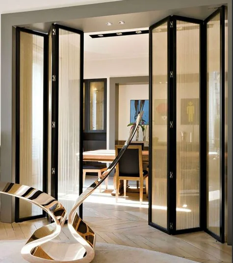 Cheap Price Waterproof Courtyard Folding Door Aluminium Alloy Accordion Bi-fold Patio Door With Sliding Glass for Exterior Use