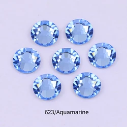 Glass Crystal 10 Sizes Non Hotfix Fancy Colors Round Shape Flatback Rhinestones Glue On Beads mixed color