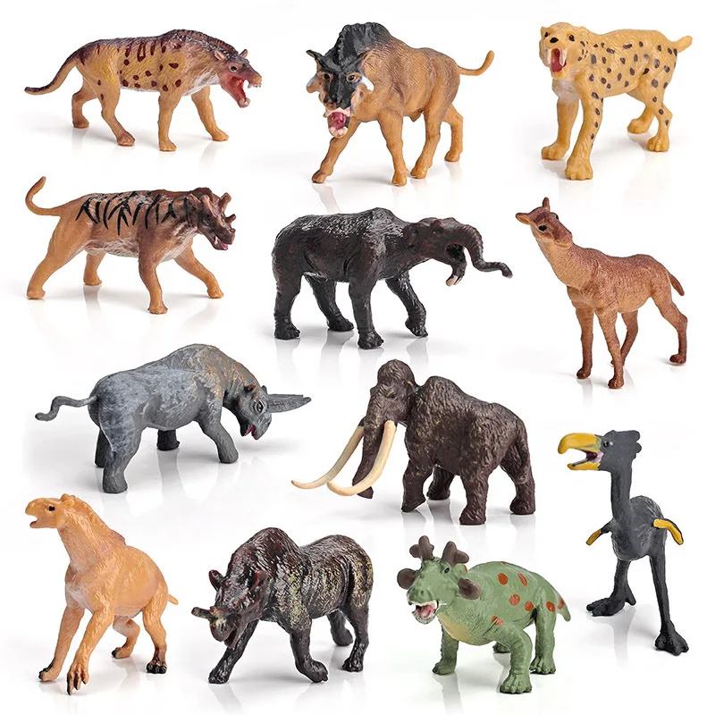 12 sets of simulated wild prehistoric animals mammoths giant rhinoceroses fear birds crowns crocodiles solid ornaments model toy
