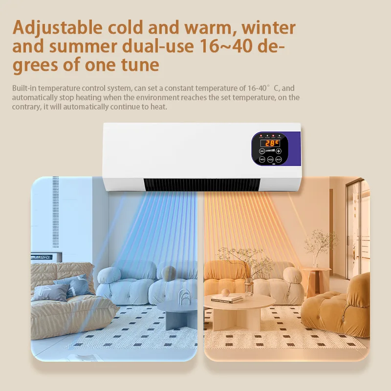 2 in 1 Remote Control High Power PTC Ceramic Fast Heating Space Hot Wall Mounted Smart Home Heater With Display for Winter Room