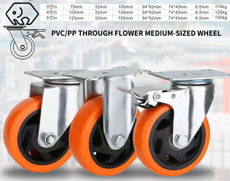 Manufacturer Heavy Duty 4 Inch 5 PU PP TPR Cart Wheel Container Industrial Caster Wheels Trolley