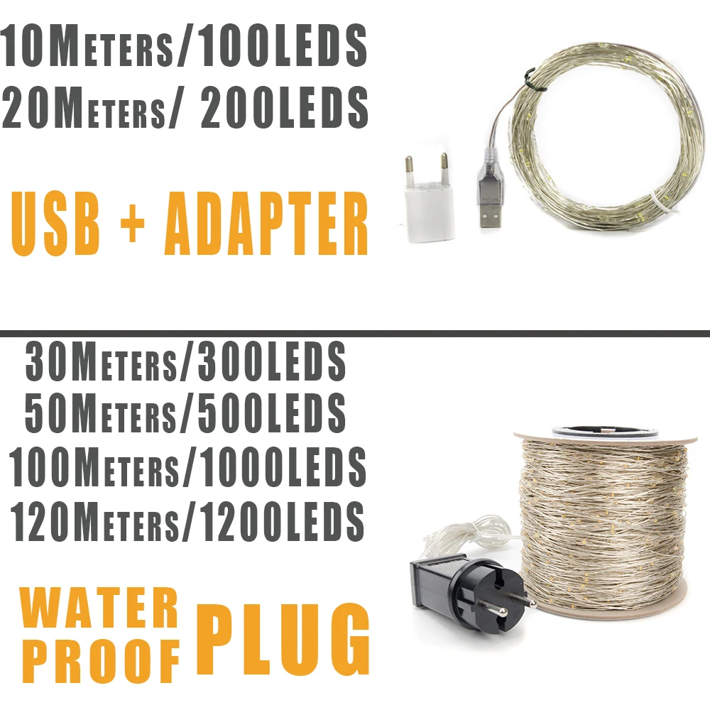 
30m 50m 100m LED String Lights street fairy Light Waterproof for Outdoor Christmas Fairy Lights Holiday Wedding Decoration 