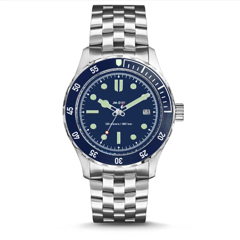 Blue dial steel case movement 300m diver watch automatic for men